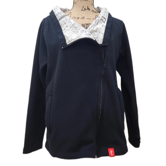 APPLE Clothing "BEATLES" FLEECE Zip Jacket,Blk/Wht, Women's Medium (listing as) - Picture 3 of 12